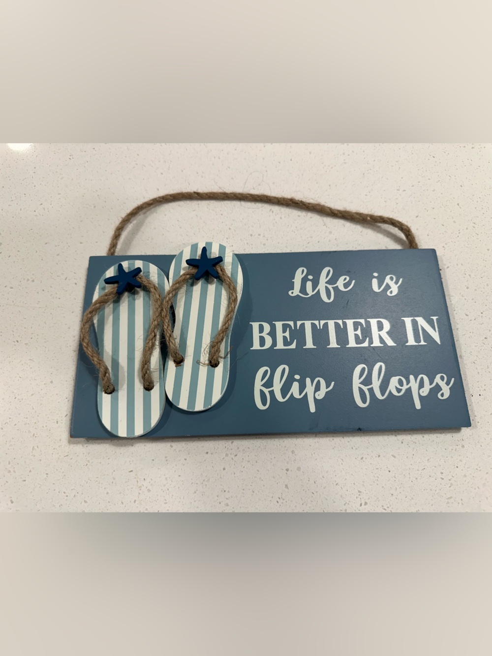 Hobby Lobby Blue Striped Flip Flop Wall Sign